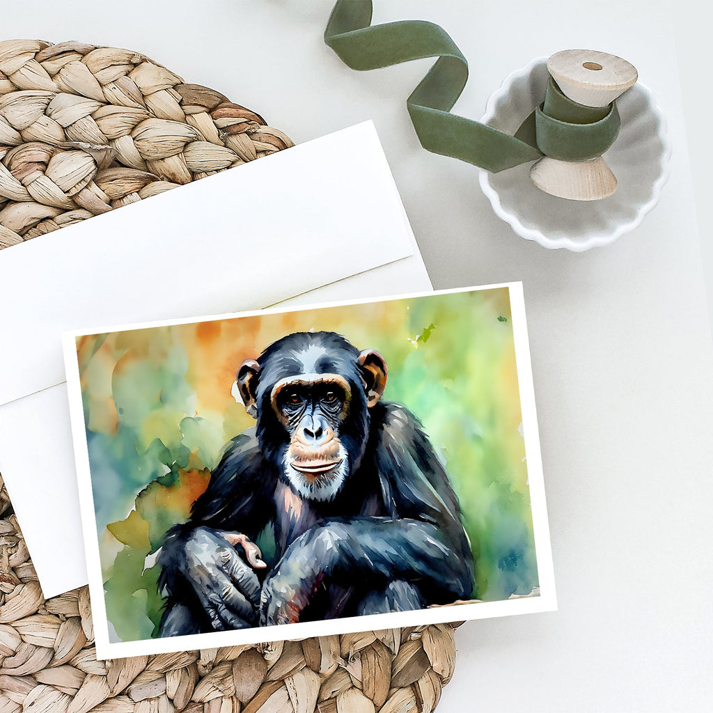 Chimpanzee Greeting Cards Pack of 8 Blank Cards with Envelopes Whimsical A7 Size 5x7