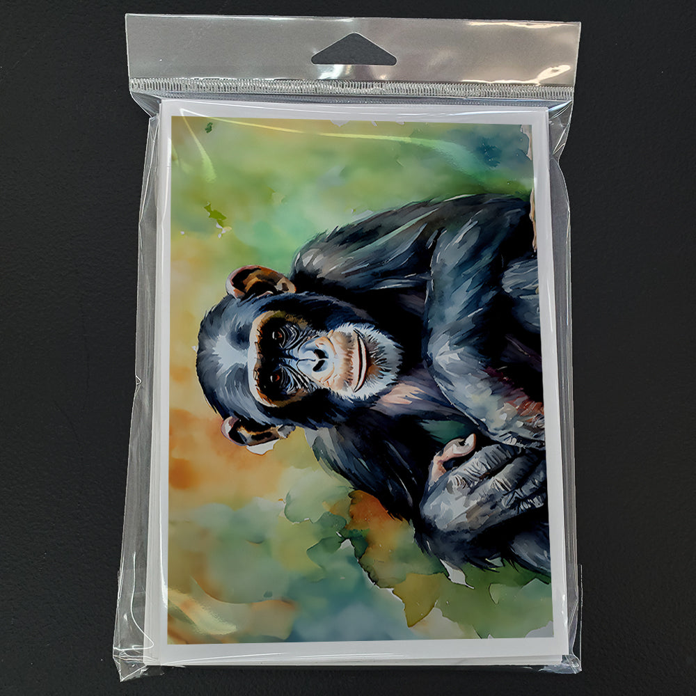 Chimpanzee Greeting Cards Pack of 8 Blank Cards with Envelopes Whimsical A7 Size 5x7