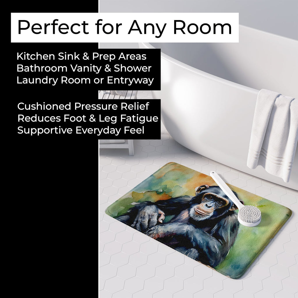 Chimpanzee Memory Foam Kitchen Mat Machine Washable Anti-Fatigue Cushion Comfort Bath or Kitchen Rug
