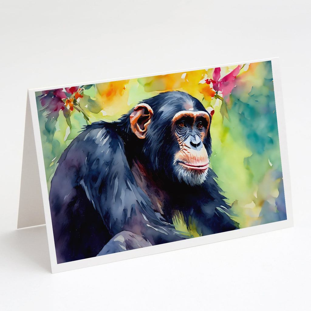 Chimpanzee Greeting Cards Pack of 8 Blank Cards with Envelopes Whimsical A7 Size 5x7