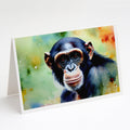 Chimpanzee Greeting Cards Pack of 8 Blank Cards with Envelopes Whimsical A7 Size 5x7