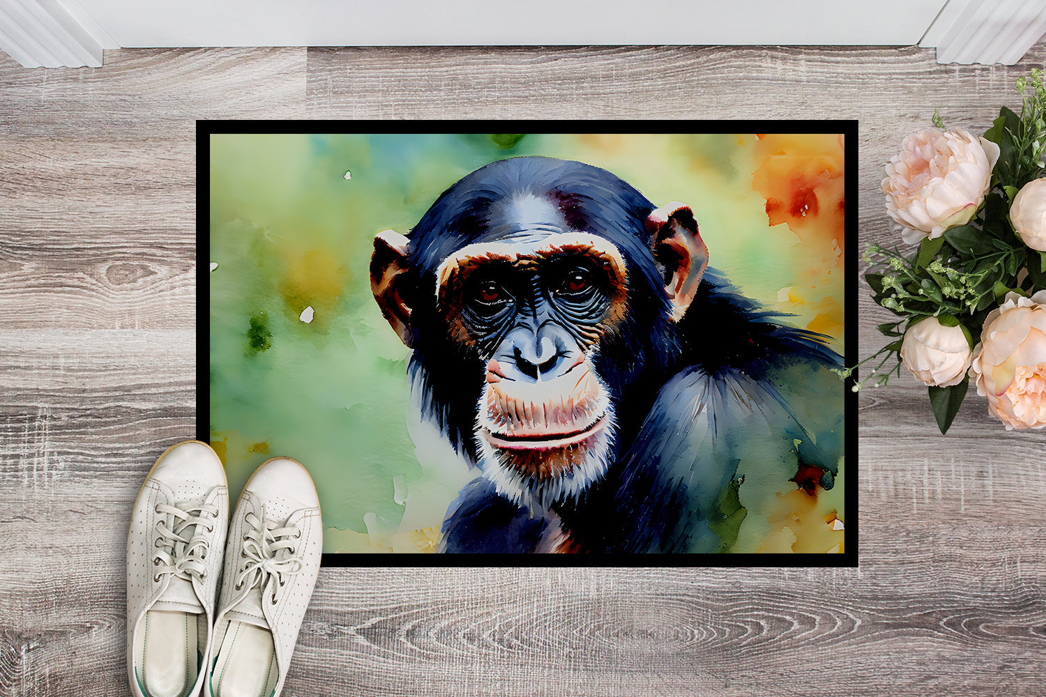 Chimpanzee Doormat Indoor Outdoor 24H X 36W Front Door Mat Rugs for Entryway, Non Slip Washable Low Pile,