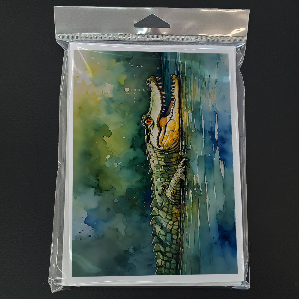 Crocodile Greeting Cards Pack of 8 Blank Cards with Envelopes Whimsical A7 Size 5x7