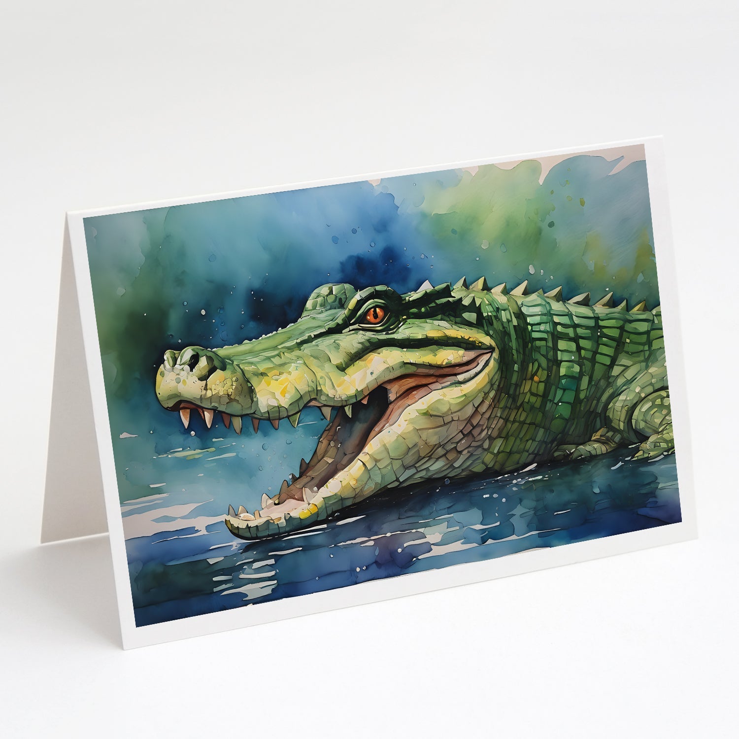 Crocodile Greeting Cards Pack of 8 Blank Cards with Envelopes Whimsical A7 Size 5x7