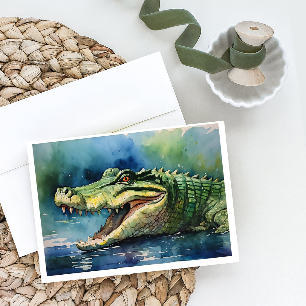 Crocodile Greeting Cards Pack of 8 Blank Cards with Envelopes Whimsical A7 Size 5x7