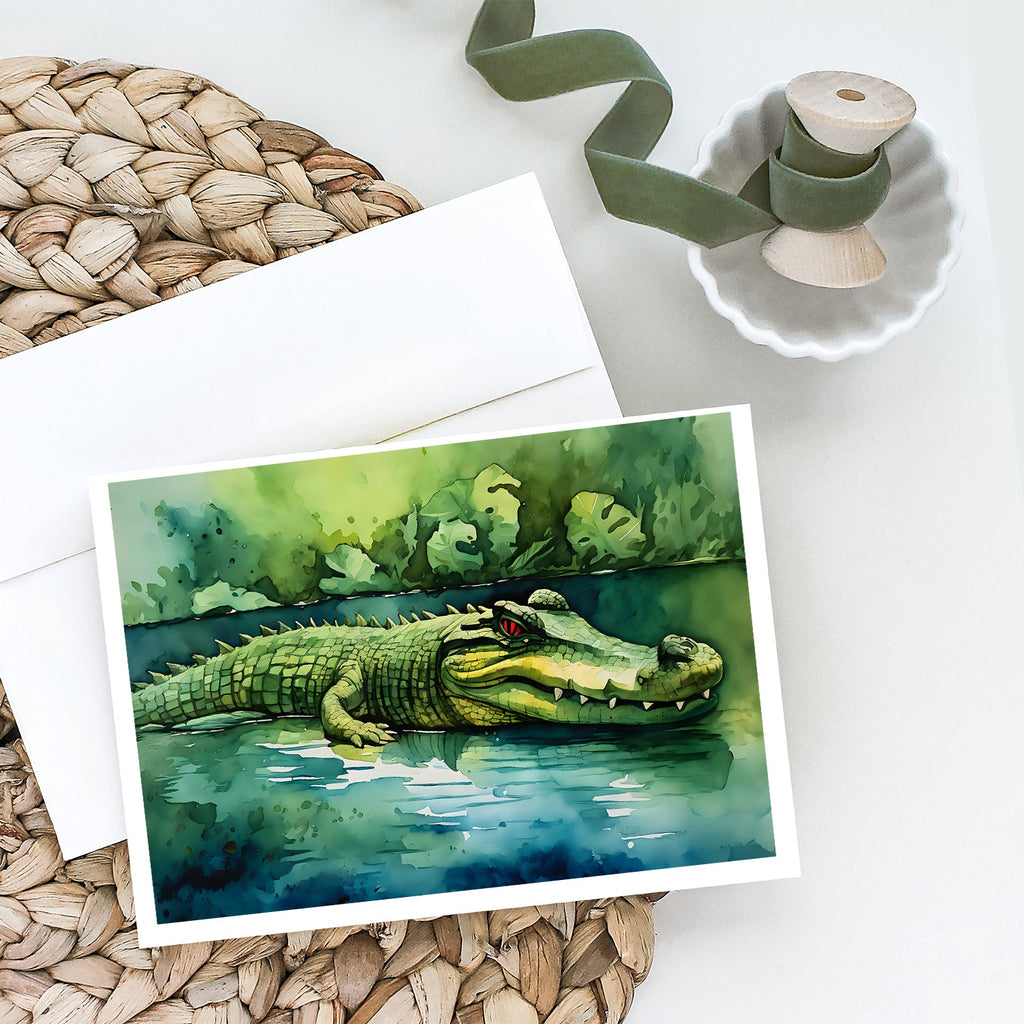 Crocodile Greeting Cards Pack of 8 Blank Cards with Envelopes Whimsical A7 Size 5x7