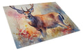 Deer Cutting Board Tempered Glass Kitchen Cutting Surface, Heat Resistant Chopping, Non-Slip Feet, Food Prep & Serving