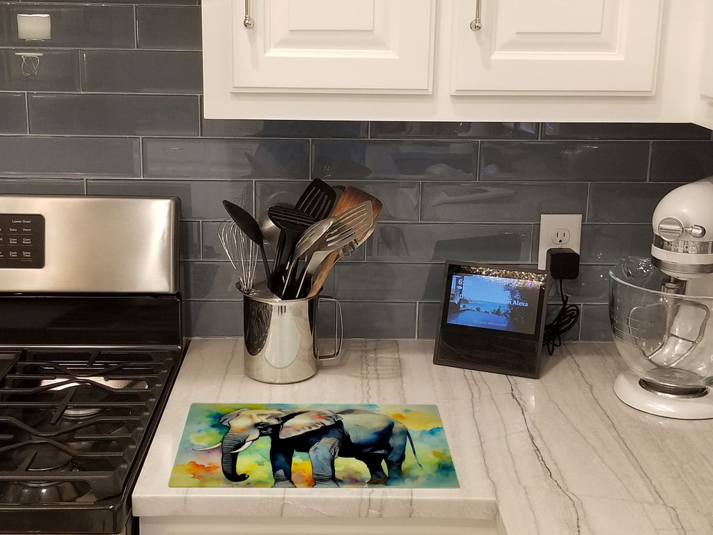 Elephant Cutting Board Tempered Glass Kitchen Cutting Surface, Heat Resistant Chopping, Non-Slip Feet, Food Prep & Serving