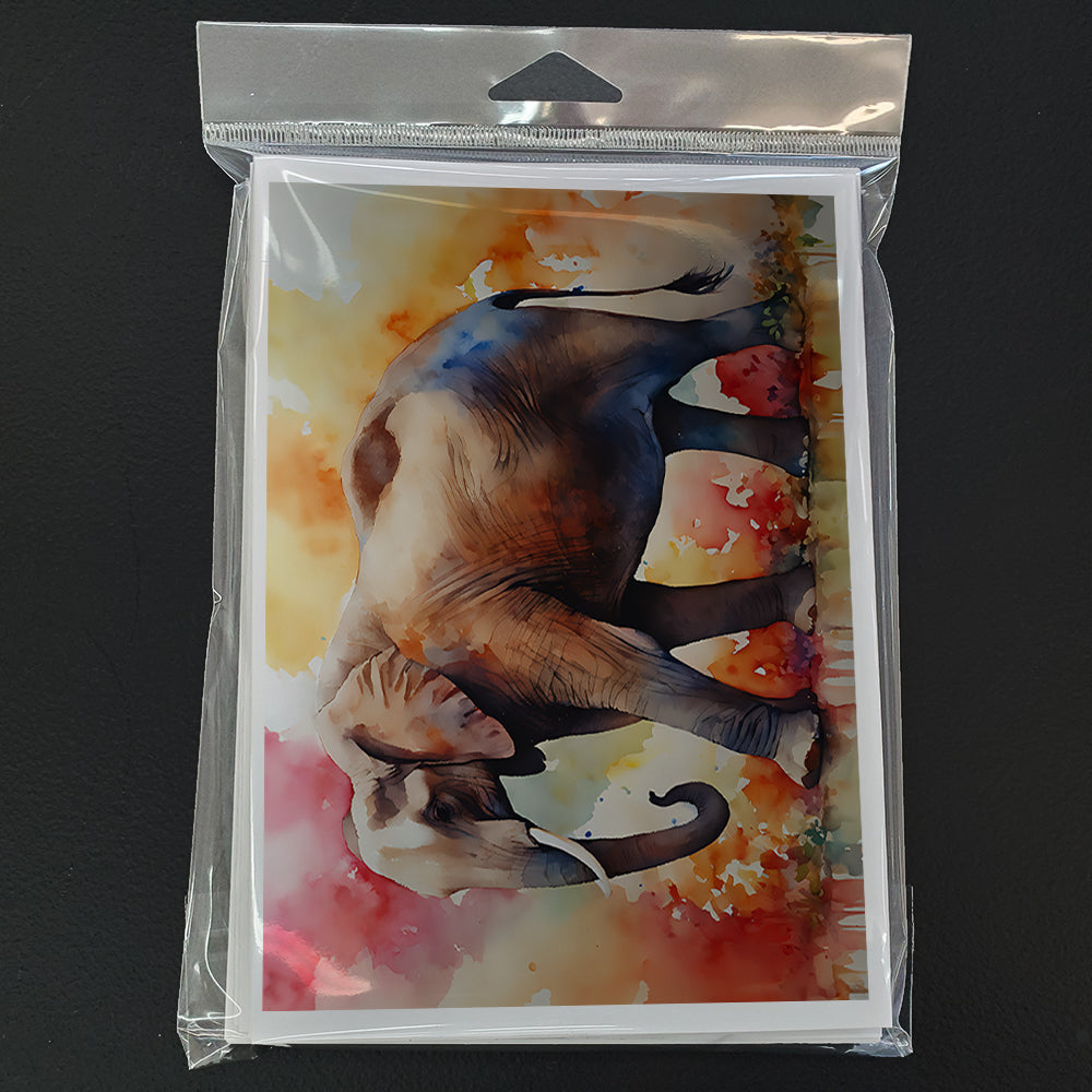 Elephant Greeting Cards Pack of 8 Blank Cards with Envelopes Whimsical A7 Size 5x7