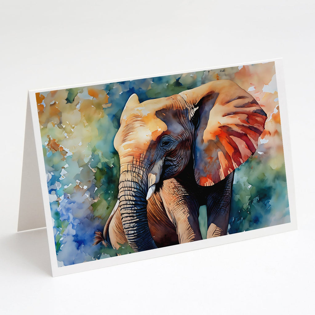 Elephant Greeting Cards Pack of 8 Blank Cards with Envelopes Whimsical A7 Size 5x7