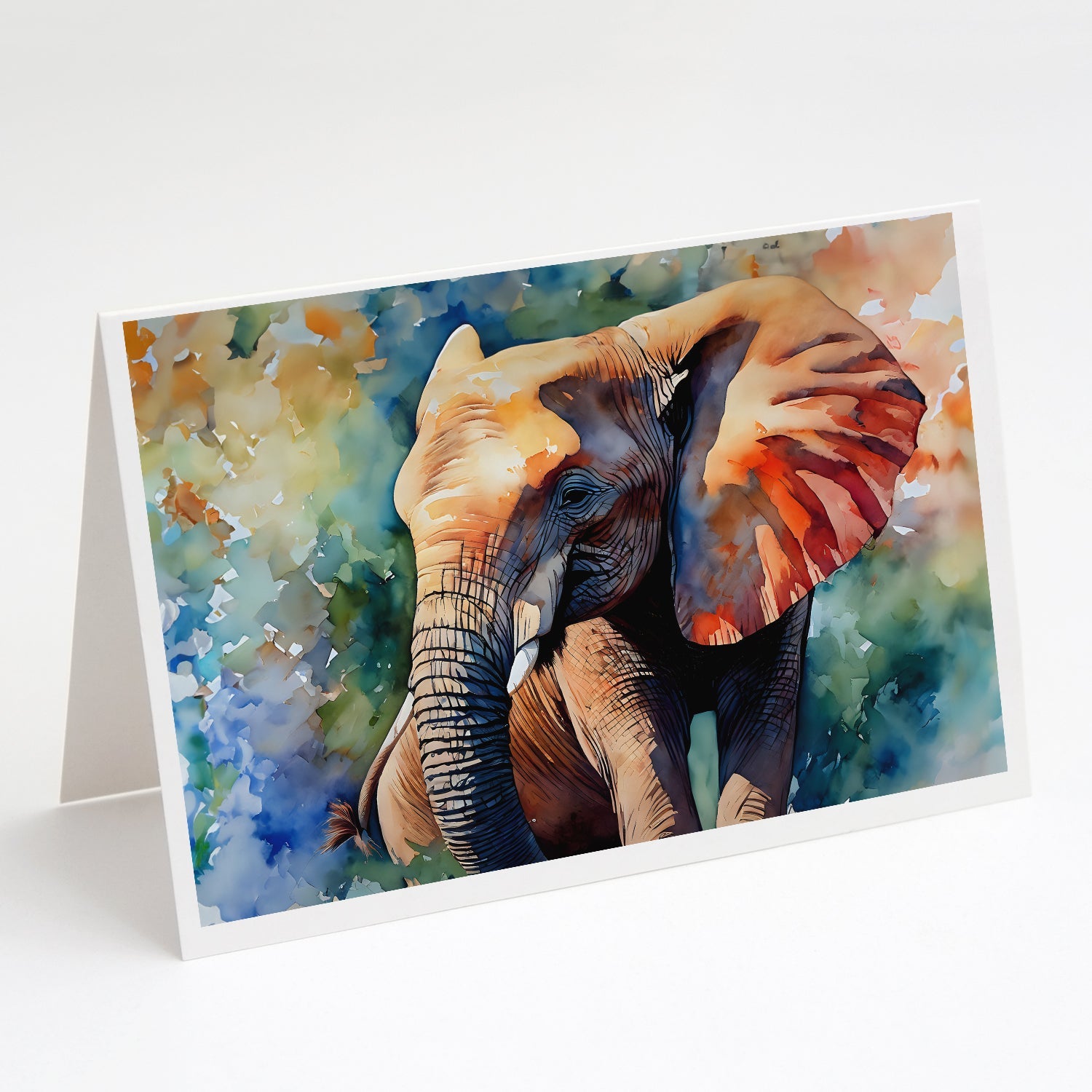 Elephant Greeting Cards Pack of 8 Blank Cards with Envelopes Whimsical A7 Size 5x7