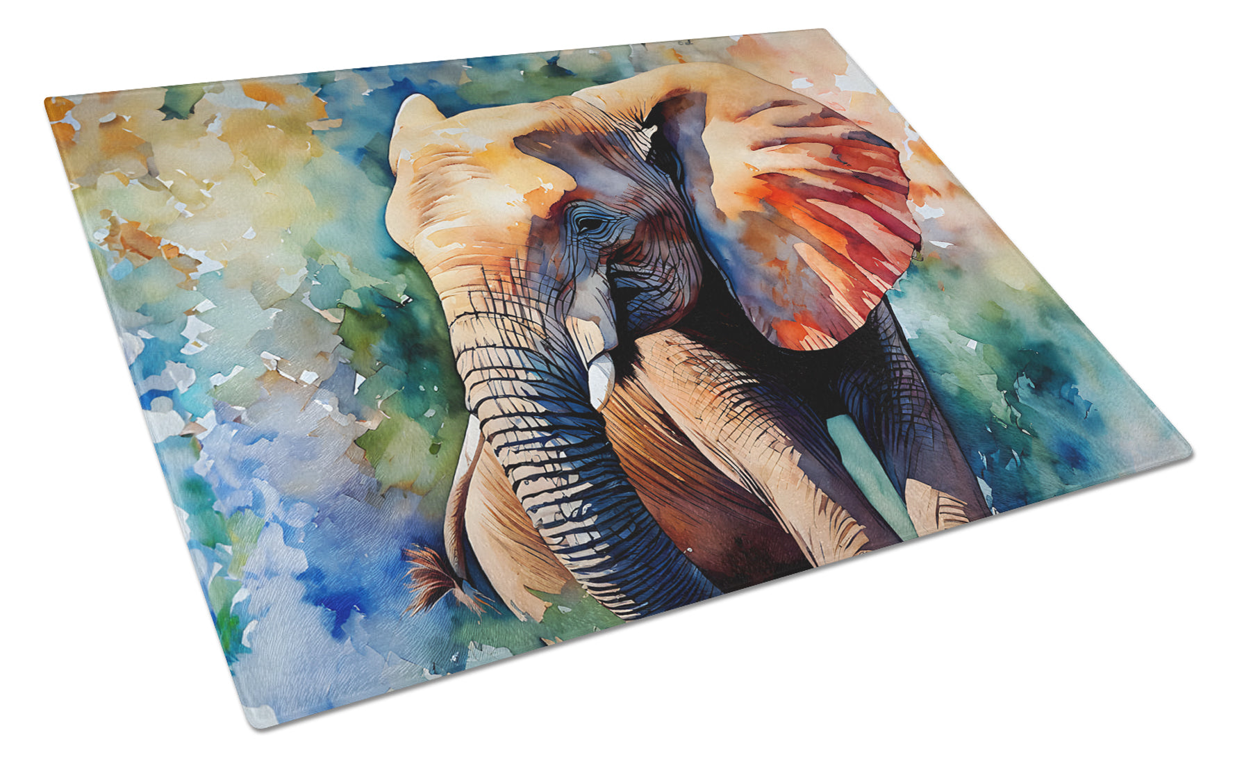 Elephant Cutting Board Tempered Glass Kitchen Cutting Surface, Heat Resistant Chopping, Non-Slip Feet, Food Prep & Serving