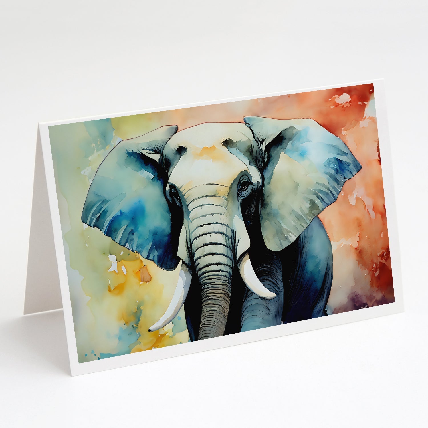 Elephant Greeting Cards Pack of 8 Blank Cards with Envelopes Whimsical A7 Size 5x7