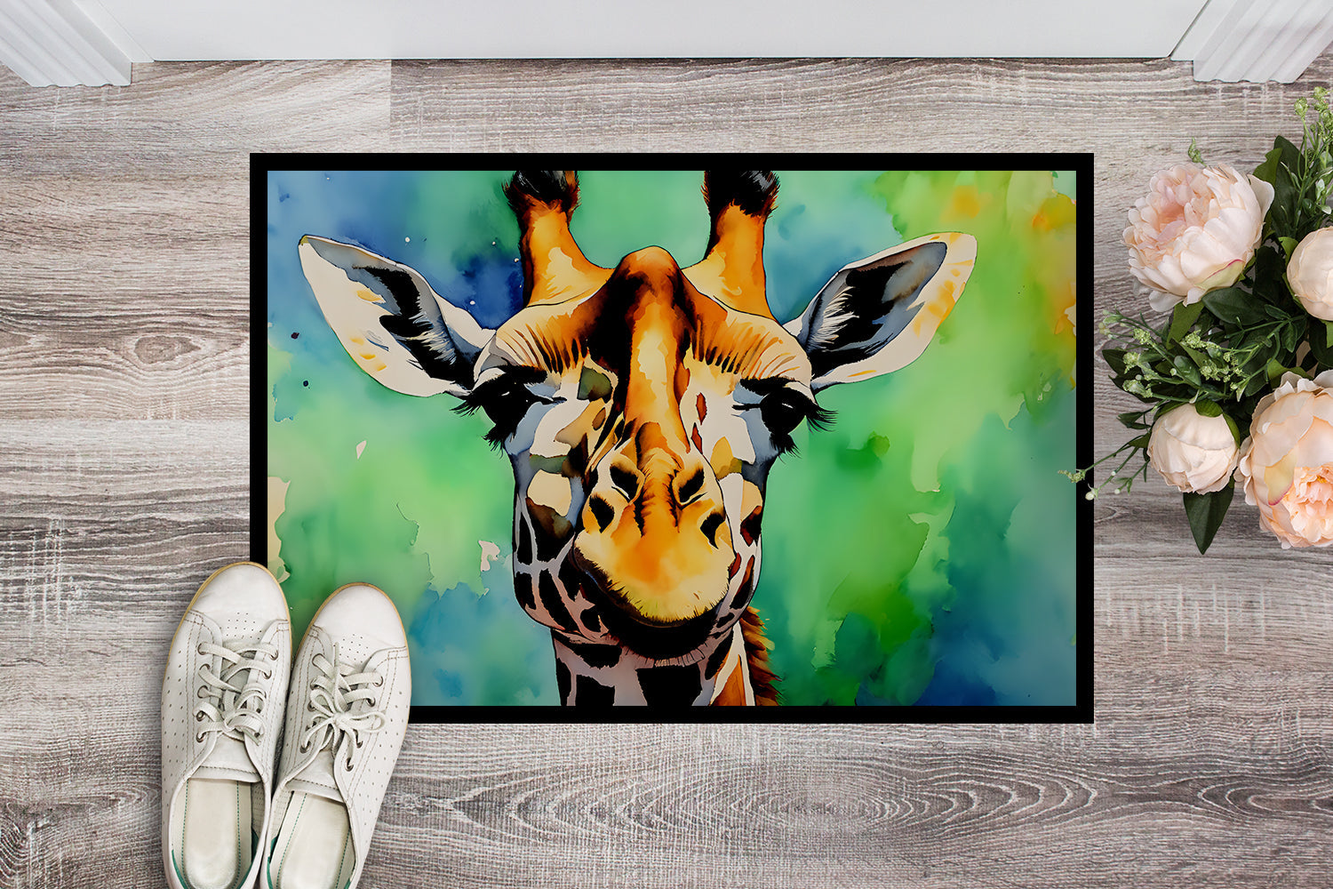 Giraffe Doormat Indoor Outdoor 24H X 36W Front Door Mat Rugs for Entryway, Non Slip Washable Low Pile,