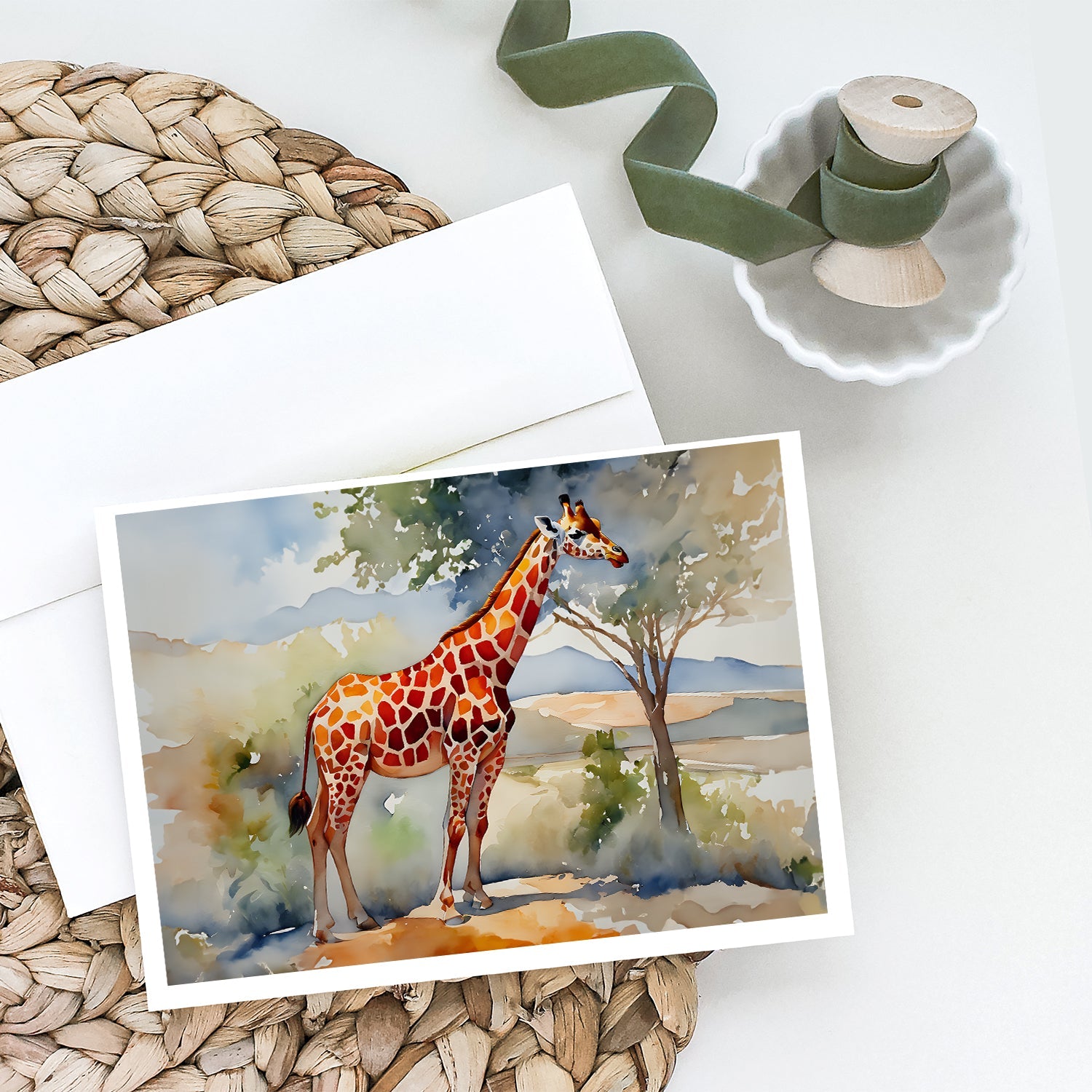 Giraffe Greeting Cards Pack of 8 Blank Cards with Envelopes Whimsical A7 Size 5x7