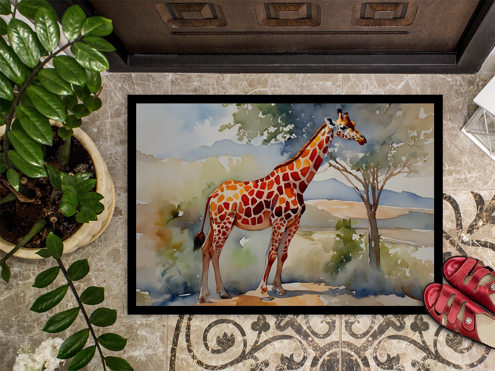 Giraffe Doormat Indoor Outdoor 18H X 27W Front Door Mat Rugs for Entryway, Non Slip Washable