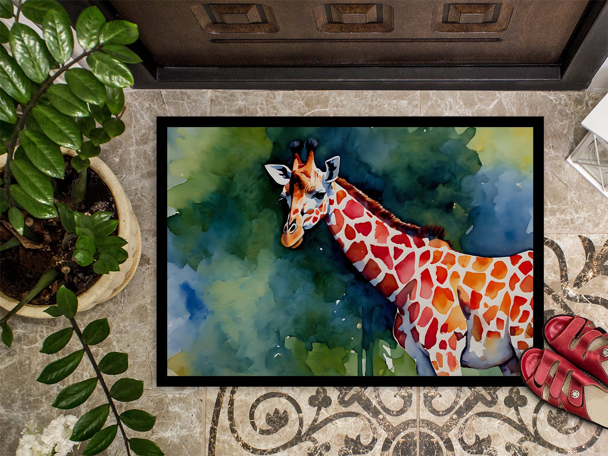 Giraffe Doormat Indoor Outdoor 18H X 27W Front Door Mat Rugs for Entryway, Non Slip Washable