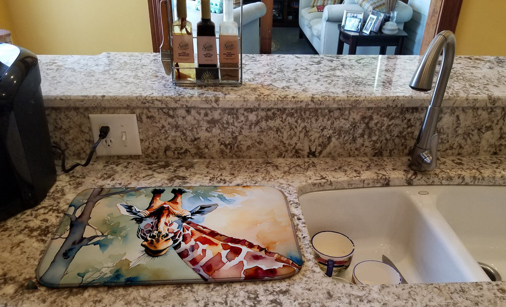 Giraffe Dish Drying Mat Absorbent Dish Drying Mat Pad for Kitchen Counter Dish Drainer Mat for Countertop, 14 x 21", Multicolor