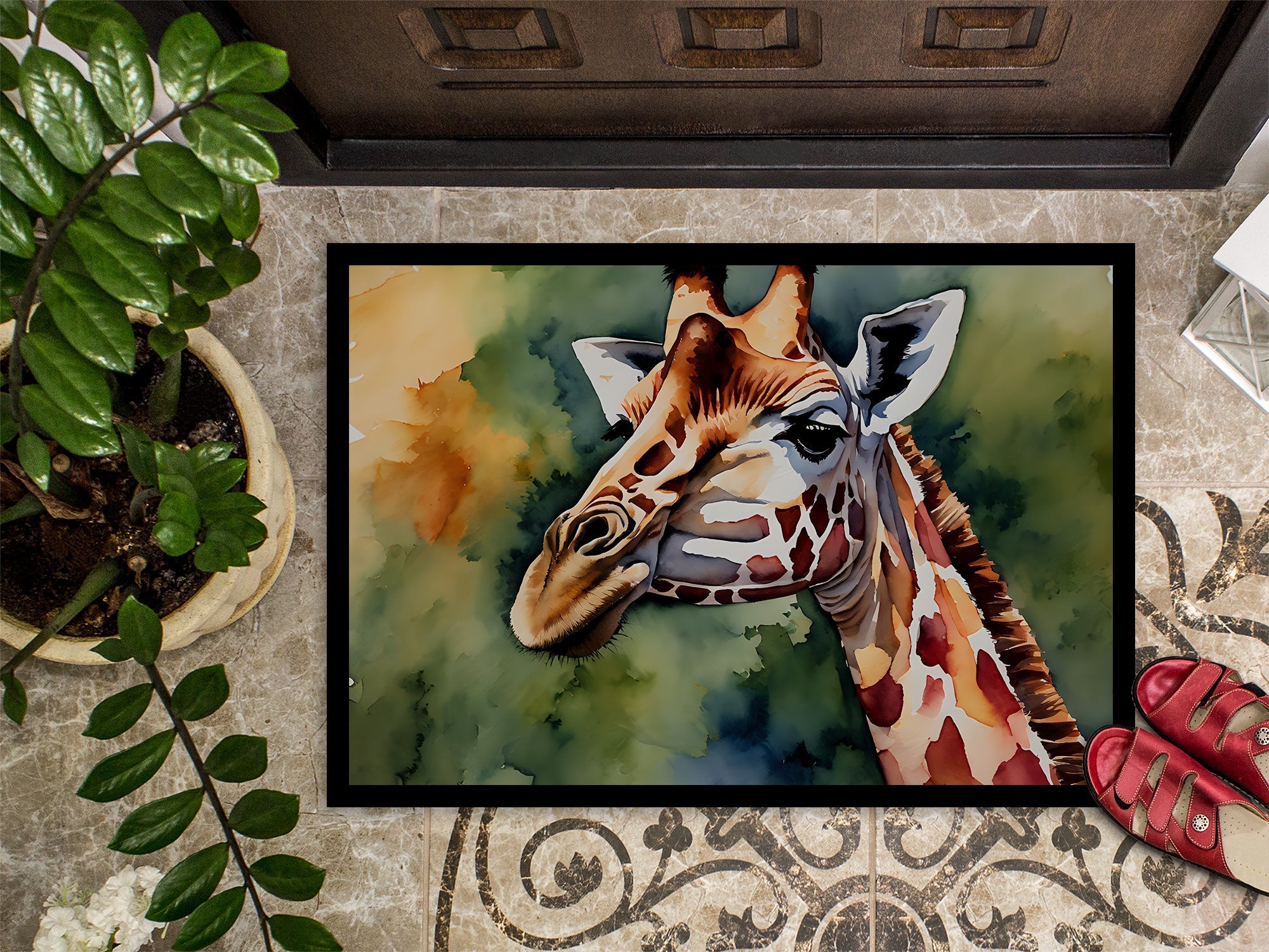 Giraffe Doormat Indoor Outdoor 18H X 27W Front Door Mat Rugs for Entryway, Non Slip Washable