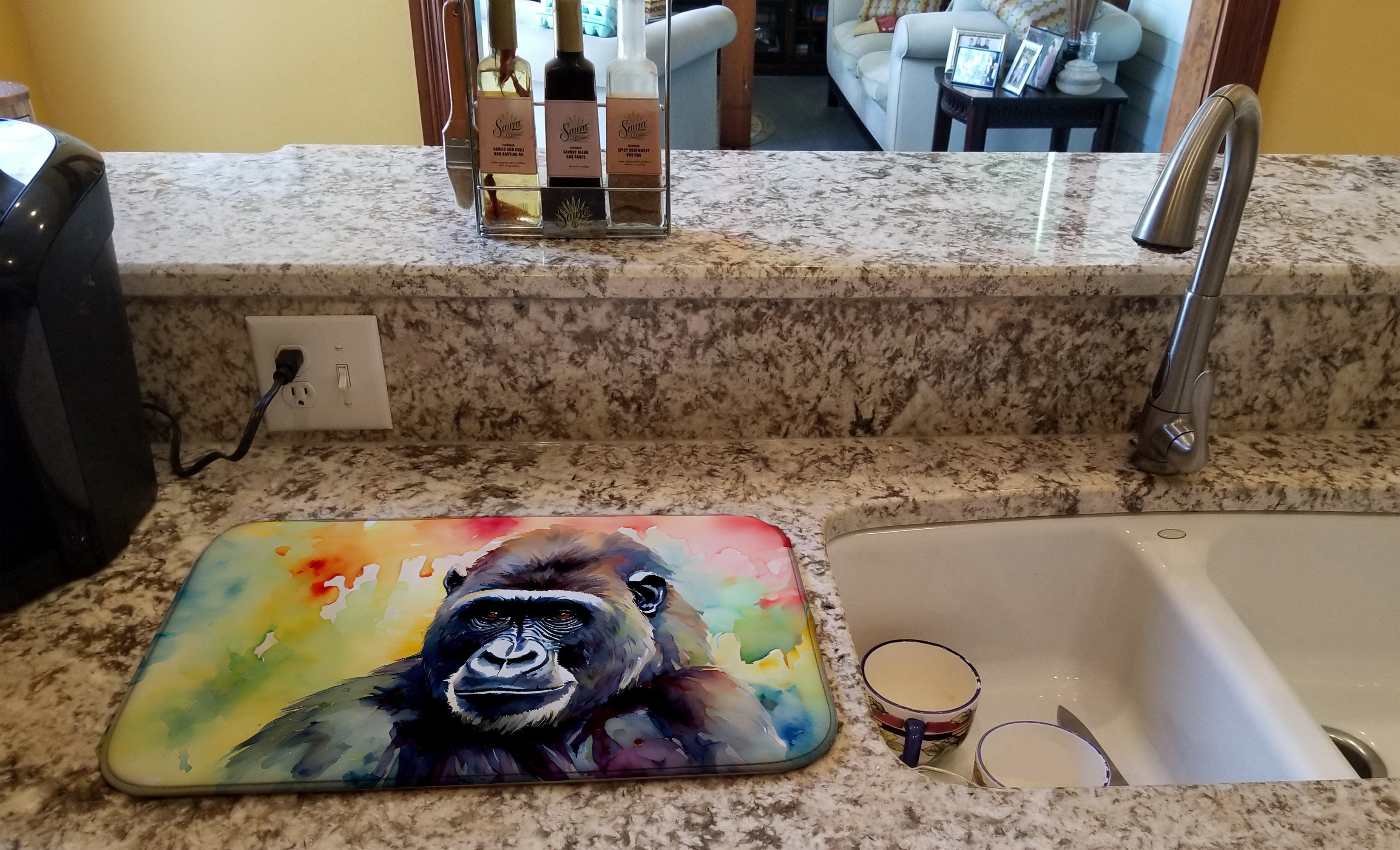 Gorilla Dish Drying Mat Absorbent Dish Drying Mat Pad for Kitchen Counter Dish Drainer Mat for Countertop, 14 x 21", Multicolor