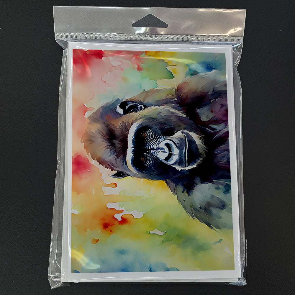 Gorilla Greeting Cards Pack of 8 Blank Cards with Envelopes Whimsical A7 Size 5x7