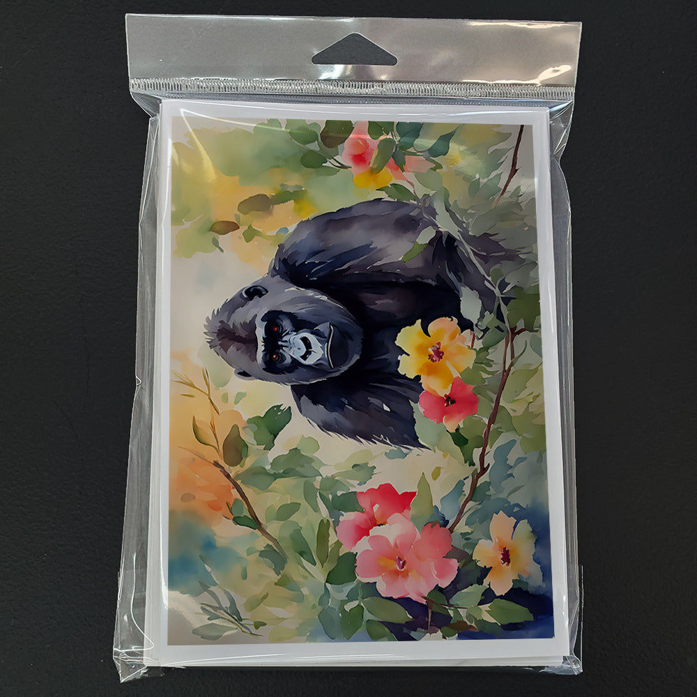 Gorilla Greeting Cards Pack of 8 Blank Cards with Envelopes Whimsical A7 Size 5x7