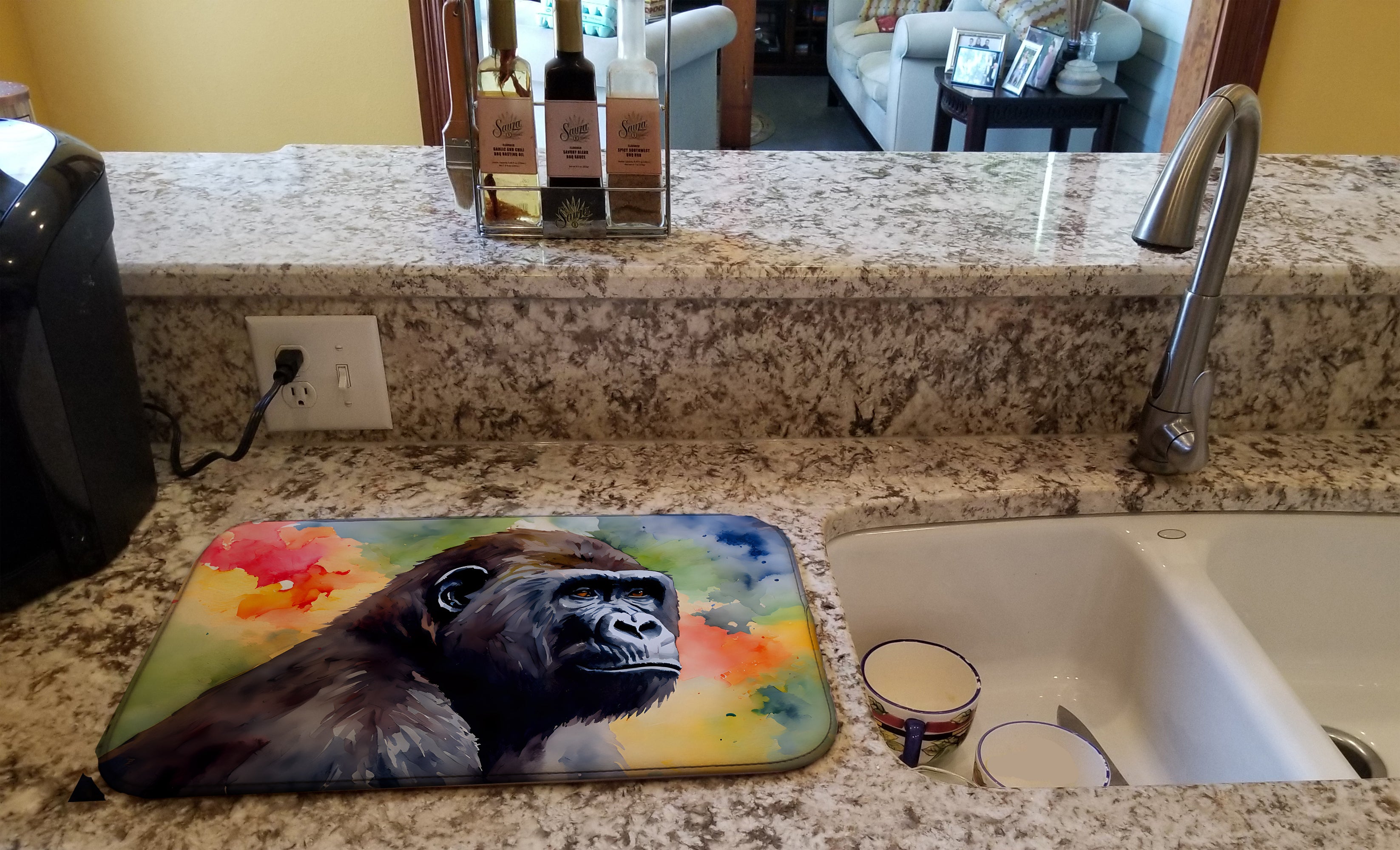 Gorilla Dish Drying Mat Absorbent Dish Drying Mat Pad for Kitchen Counter Dish Drainer Mat for Countertop, 14 x 21", Multicolor