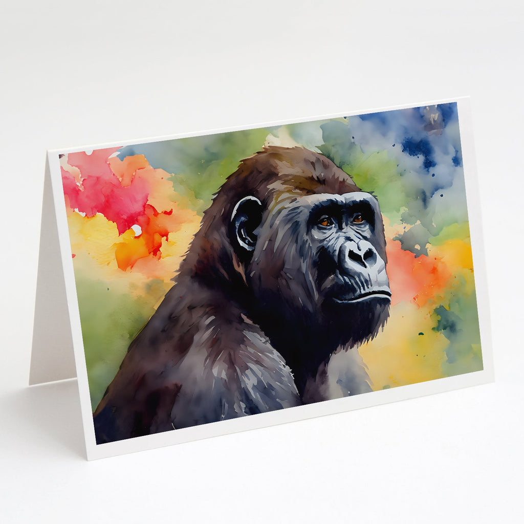 Gorilla Greeting Cards Pack of 8 Blank Cards with Envelopes Whimsical A7 Size 5x7