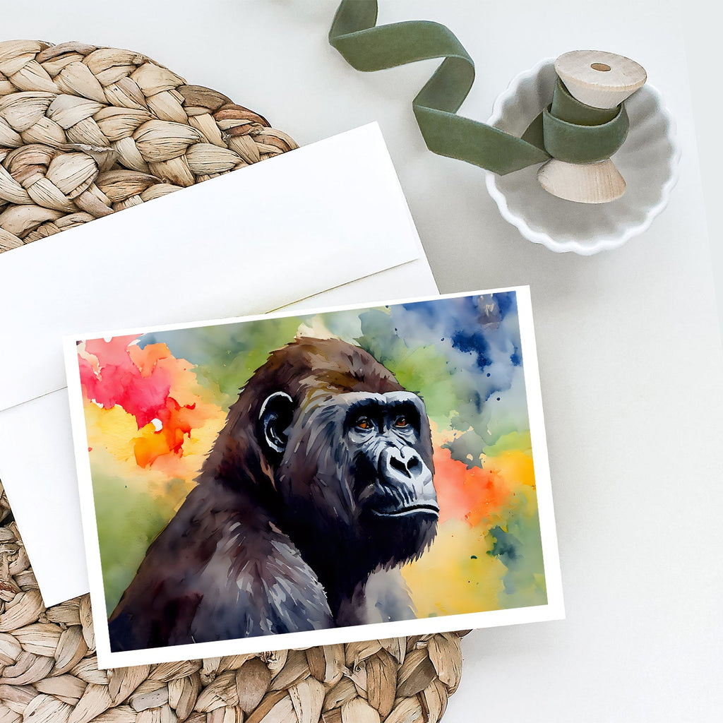 Gorilla Greeting Cards Pack of 8 Blank Cards with Envelopes Whimsical A7 Size 5x7