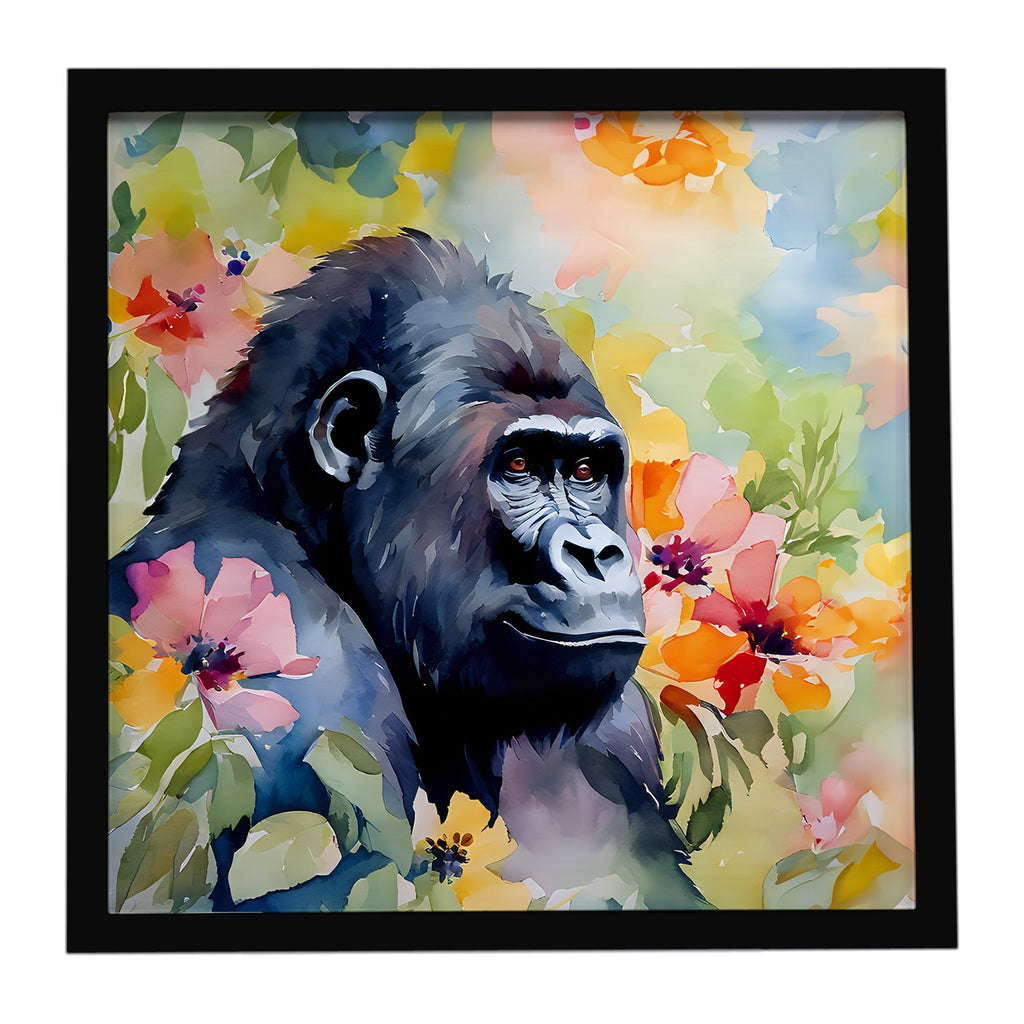 Gorilla Framed Metal Print Bathroom, Kitchen, Office, Home Decor Wall Art Ready to Hang, Square, 8X8