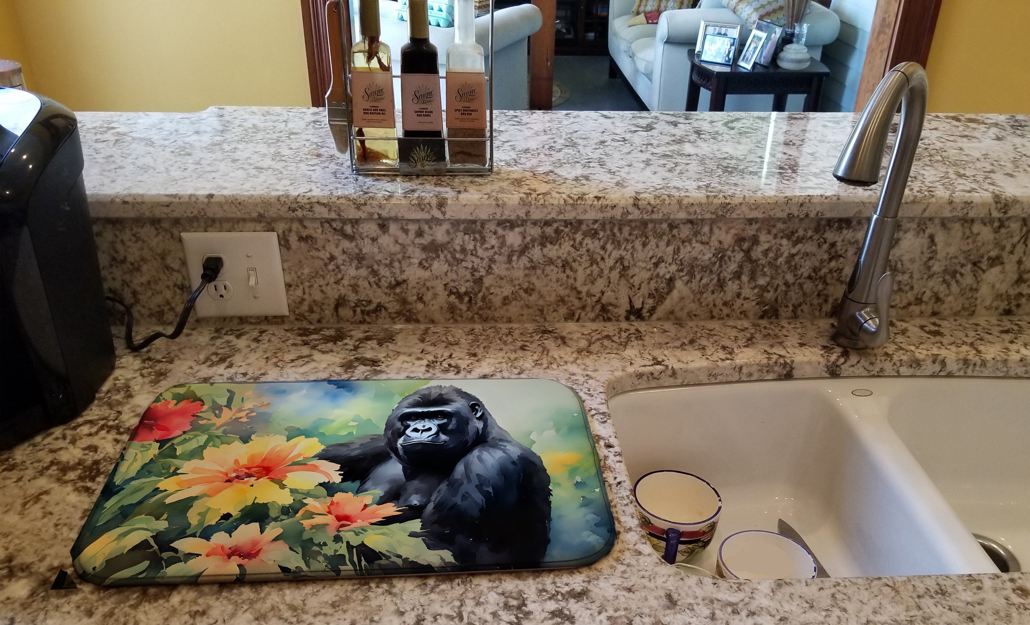 Gorilla Dish Drying Mat Absorbent Dish Drying Mat Pad for Kitchen Counter Dish Drainer Mat for Countertop, 14 x 21", Multicolor