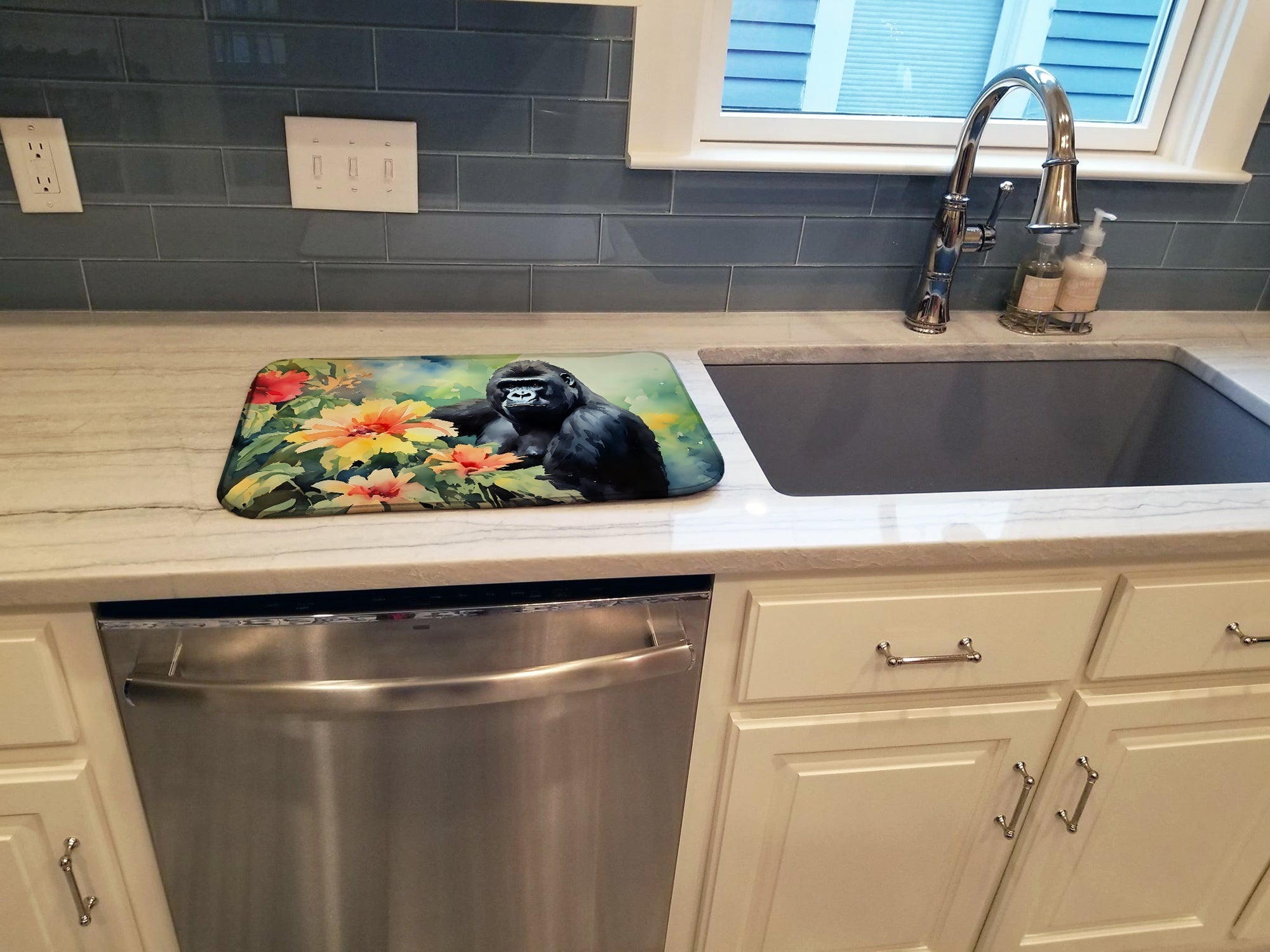 Gorilla Dish Drying Mat Absorbent Dish Drying Mat Pad for Kitchen Counter Dish Drainer Mat for Countertop, 14 x 21", Multicolor