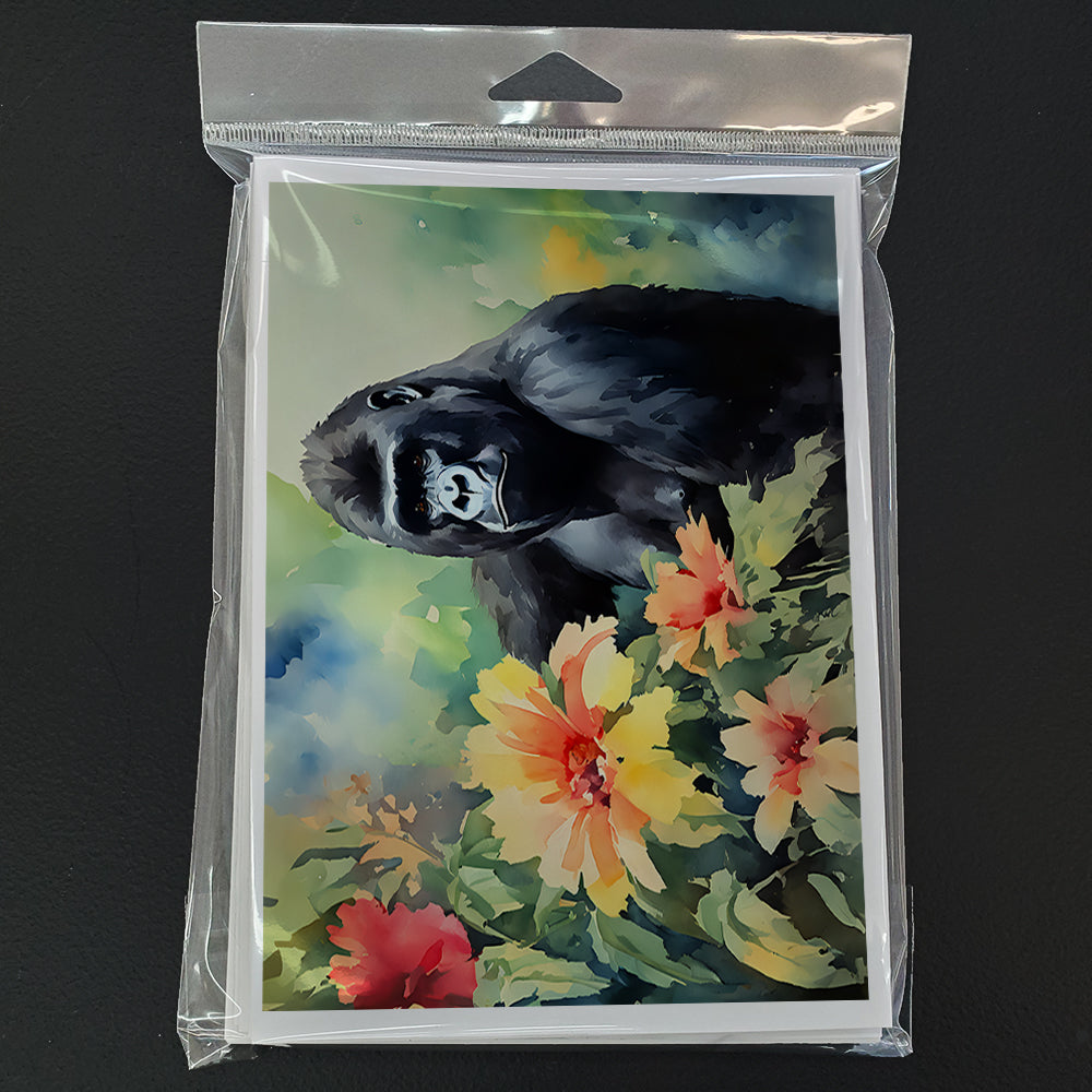 Gorilla Greeting Cards Pack of 8 Blank Cards with Envelopes Whimsical A7 Size 5x7