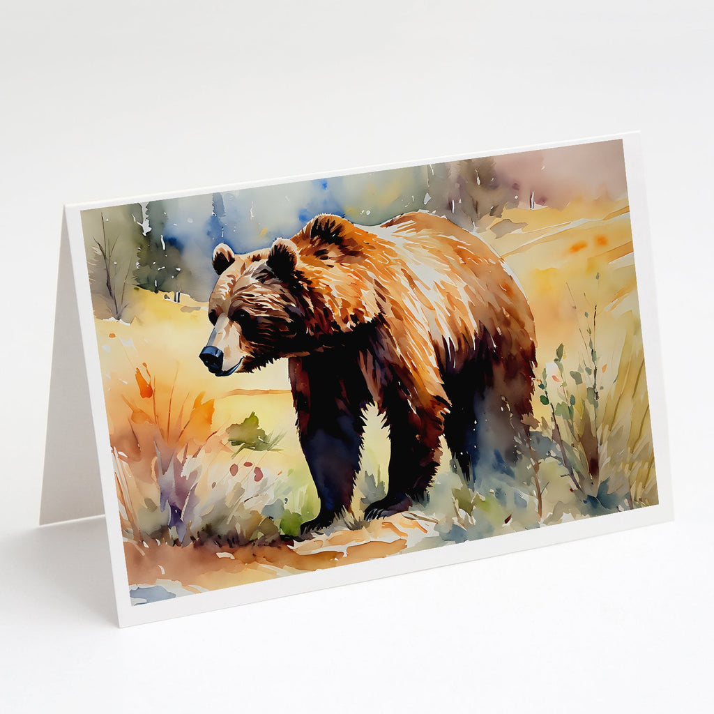 Grizzly Bear Greeting Cards Pack of 8 Blank Cards with Envelopes Whimsical A7 Size 5x7