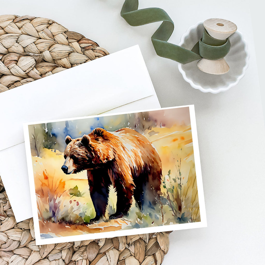 Grizzly Bear Greeting Cards Pack of 8 Blank Cards with Envelopes Whimsical A7 Size 5x7