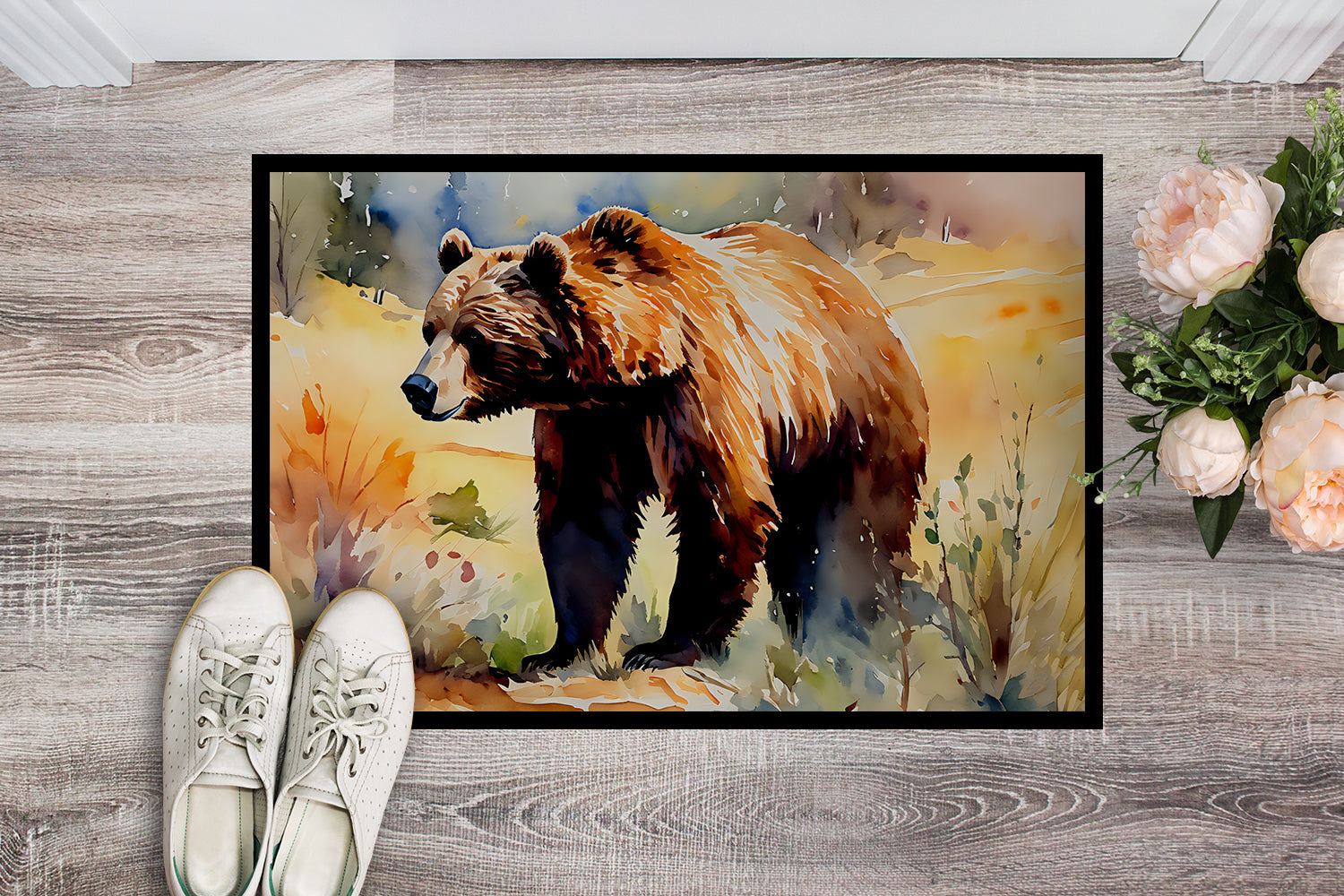 Grizzly Bear Doormat Indoor Outdoor 18H X 27W Front Door Mat Rugs for Entryway, Non Slip Washable