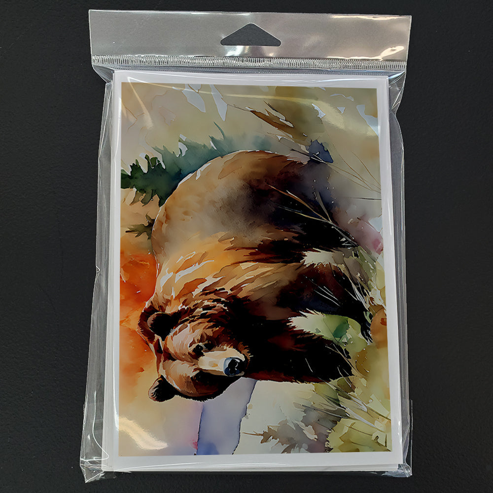 Grizzly Bear Greeting Cards Pack of 8 Blank Cards with Envelopes Whimsical A7 Size 5x7