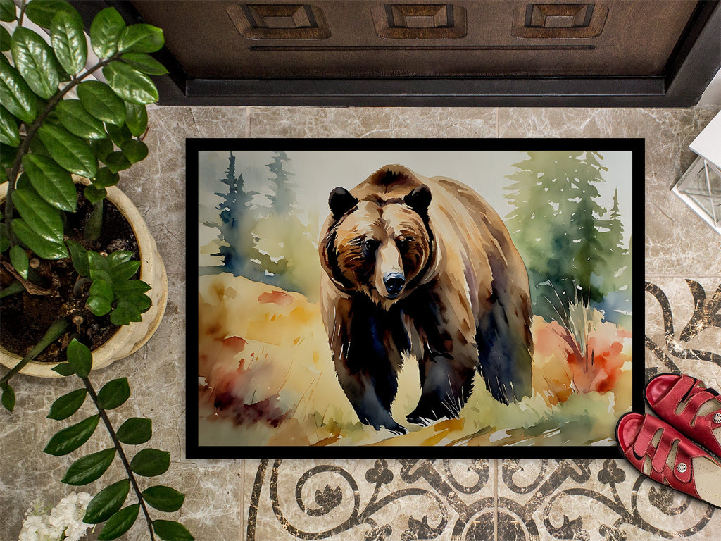 Grizzly Bear Doormat Indoor Outdoor 24H X 36W Front Door Mat Rugs for Entryway, Non Slip Washable Low Pile,