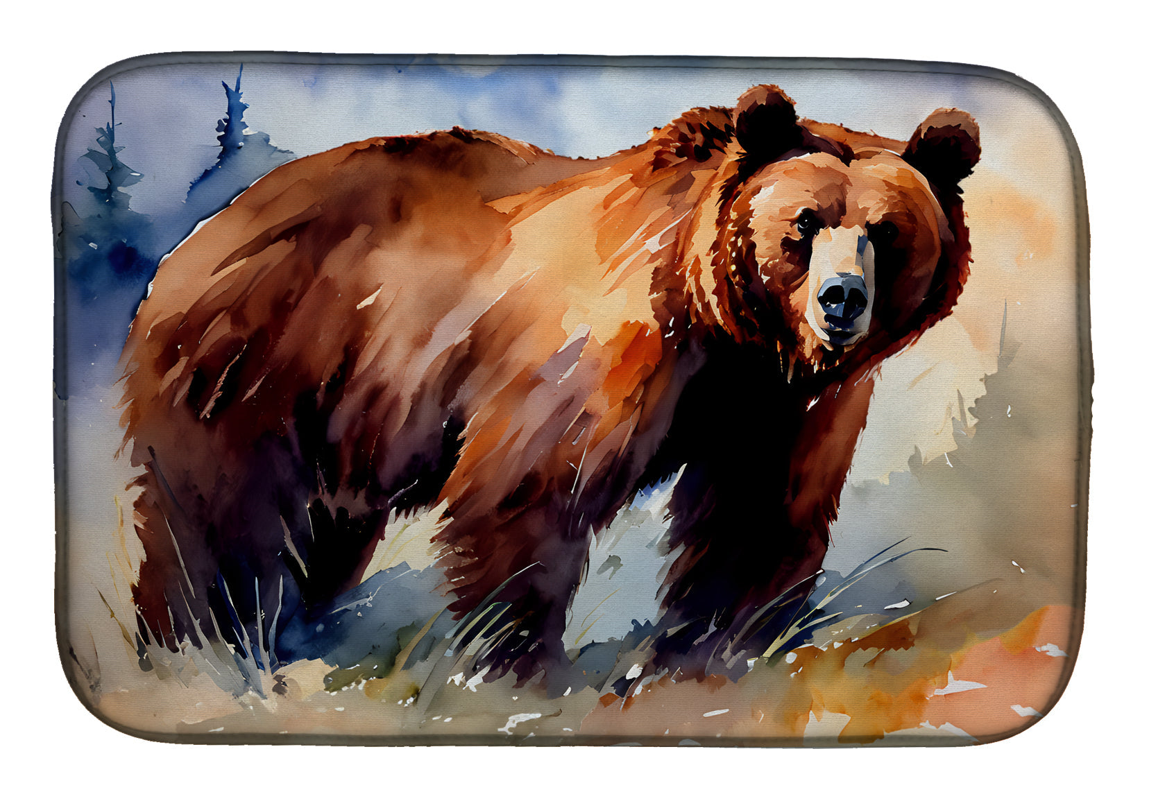 Grizzly Bear Dish Drying Mat Absorbent Dish Drying Mat Pad for Kitchen Counter Dish Drainer Mat for Countertop, 14 x 21", Multicolor