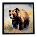 Grizzly Bear Framed Metal Print Bathroom, Kitchen, Office, Home Decor Wall Art Ready to Hang, Square, 8X8