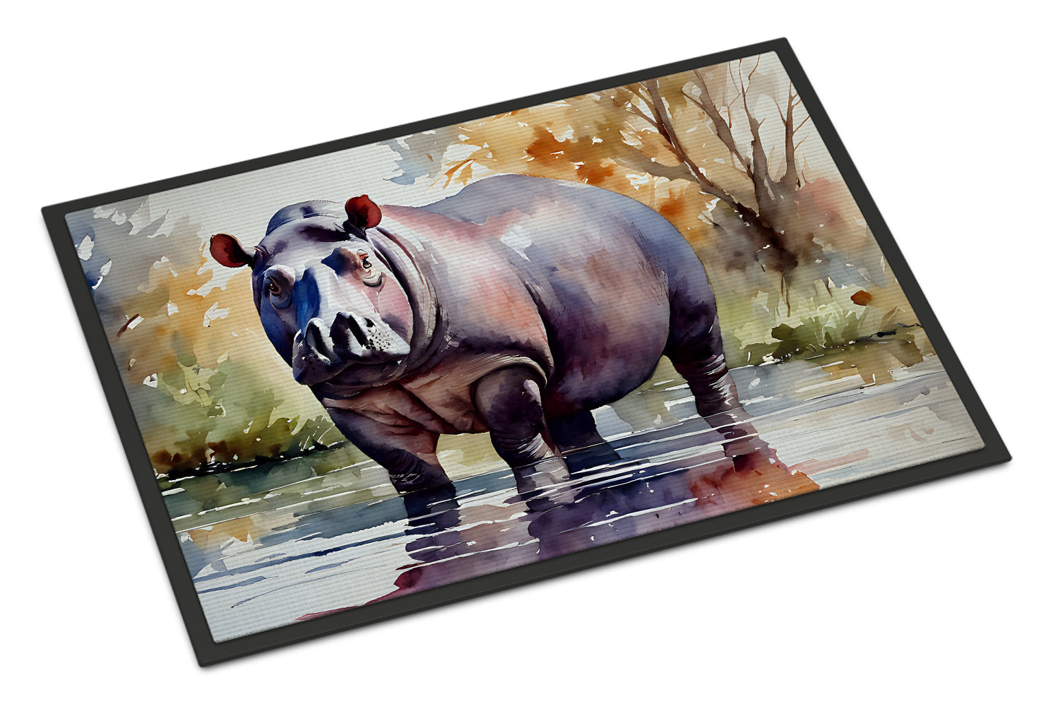 Hippopotamus Doormat Indoor Outdoor 18H X 27W Front Door Mat Rugs for Entryway, Non Slip Washable