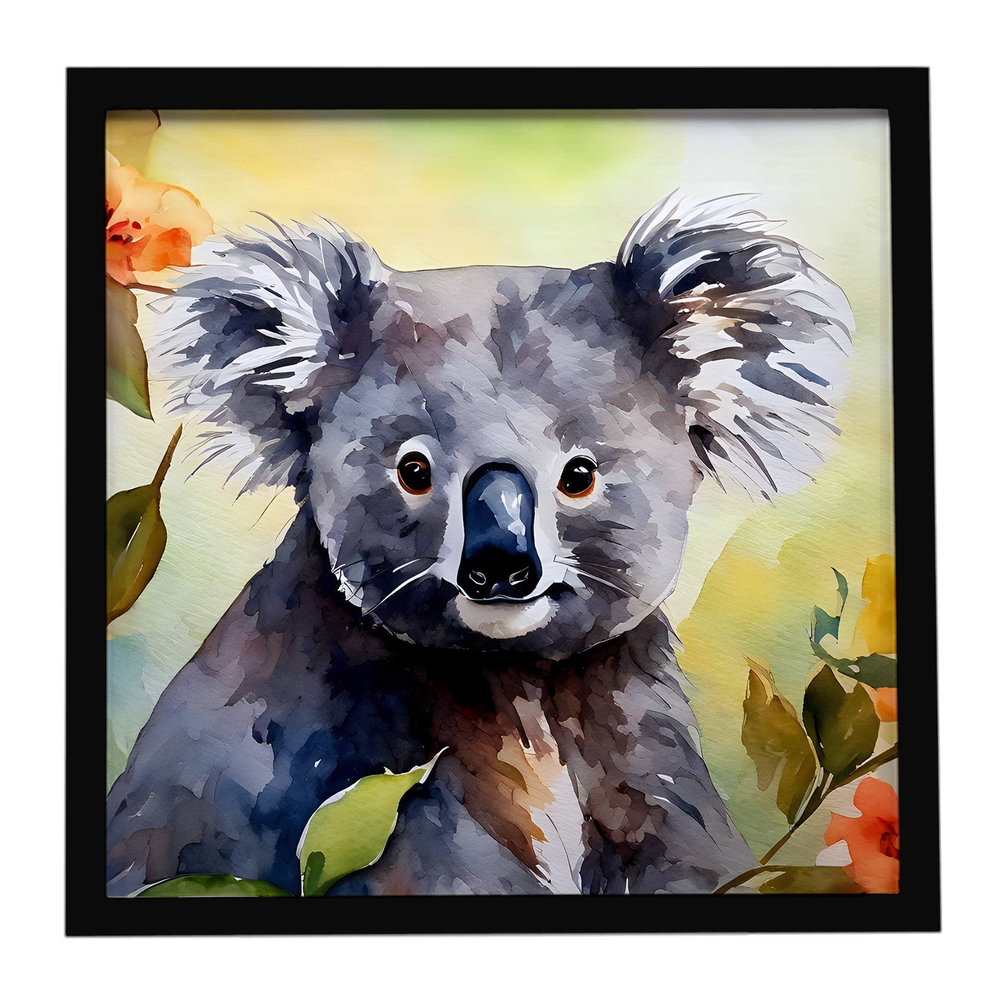 Koala Framed Metal Print Bathroom, Kitchen, Office, Home Decor Wall Art Ready to Hang, Square, 8X8