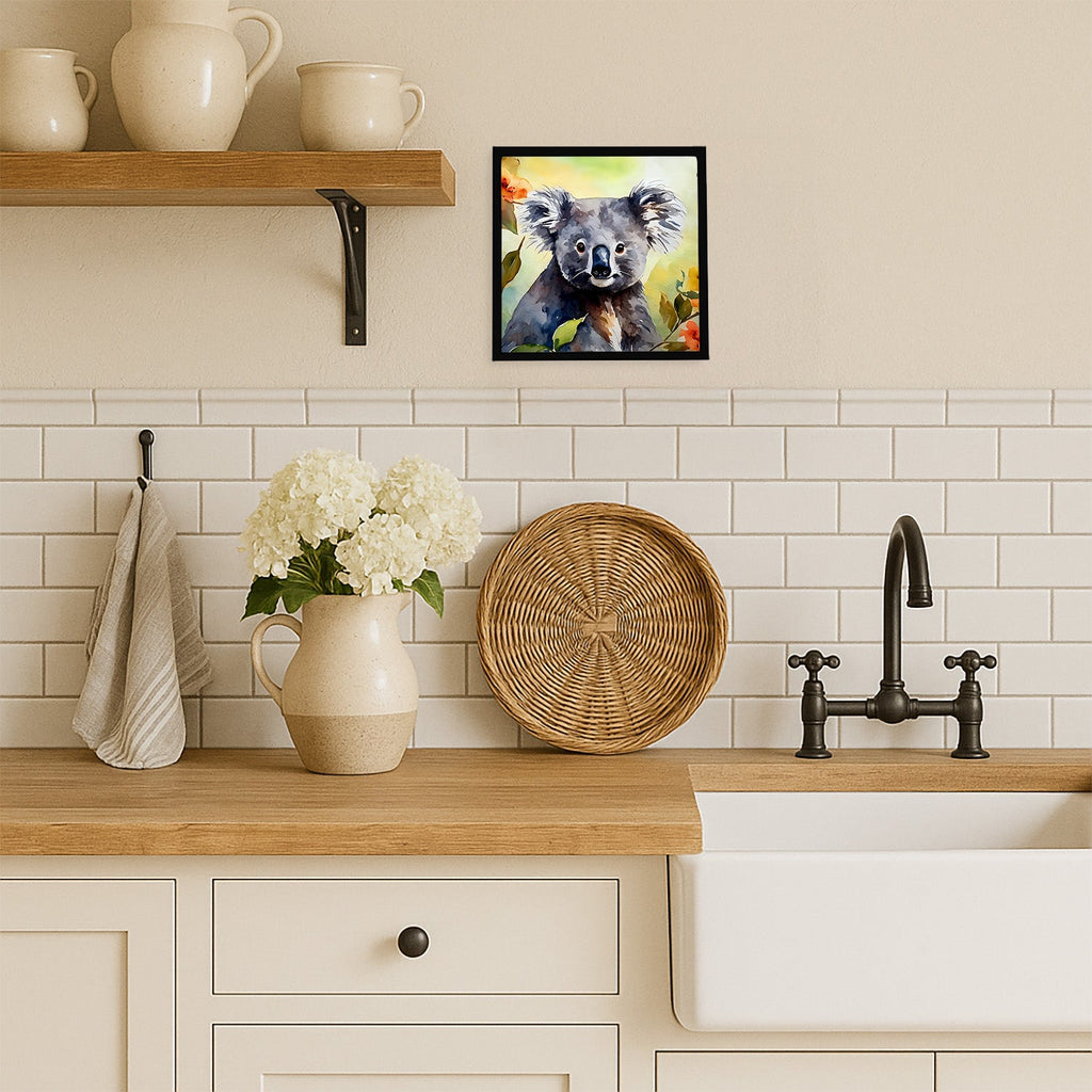 Koala Framed Metal Print Bathroom, Kitchen, Office, Home Decor Wall Art Ready to Hang, Square, 8X8