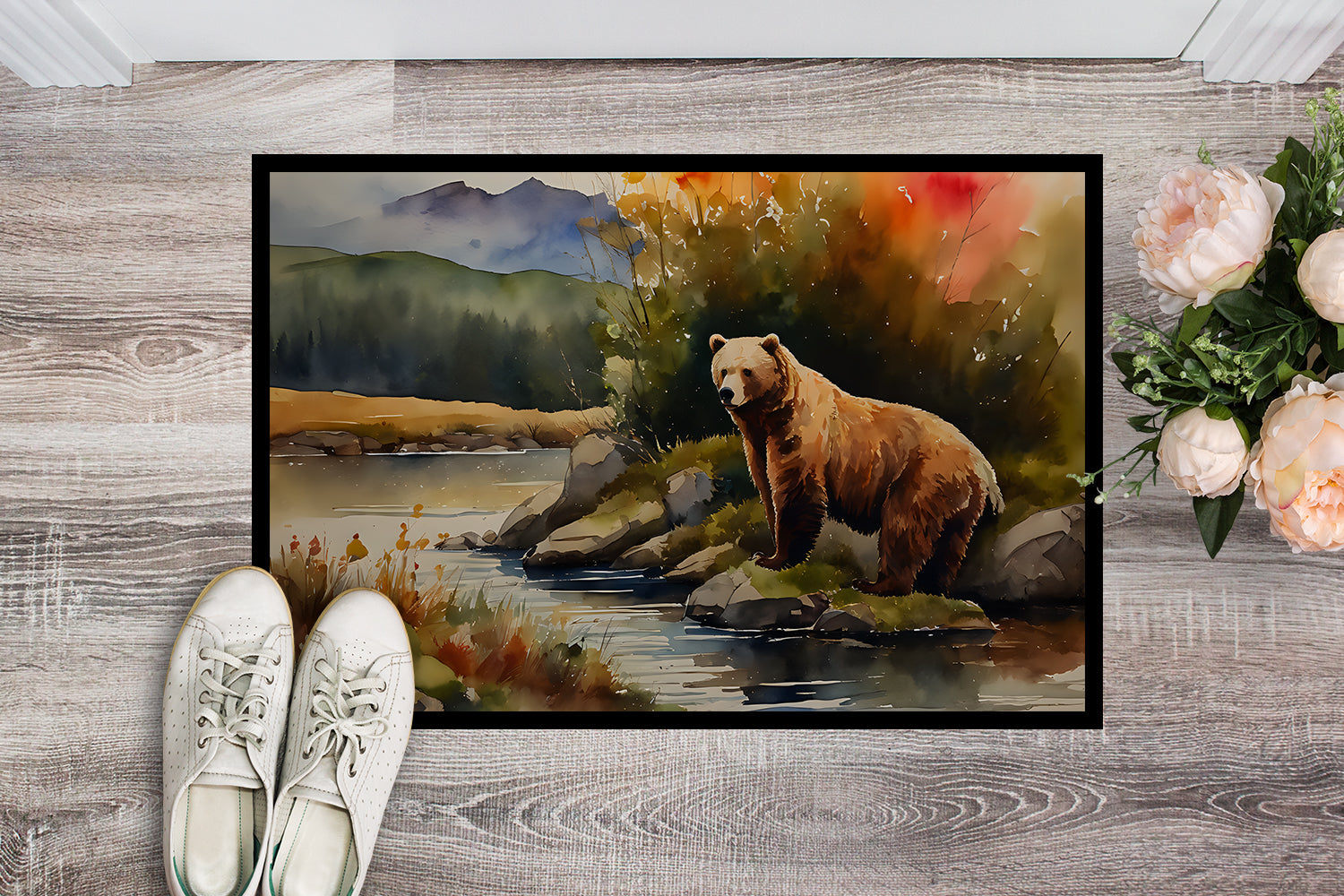 Kodiak Bear Doormat Indoor Outdoor 18H X 27W Front Door Mat Rugs for Entryway, Non Slip Washable
