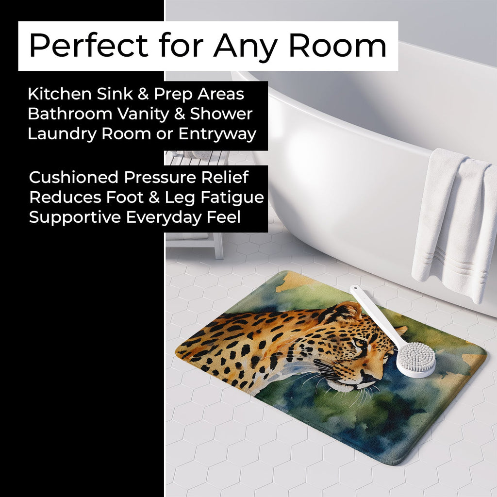 Leopard Memory Foam Kitchen Mat Machine Washable Anti-Fatigue Cushion Comfort Bath or Kitchen Rug