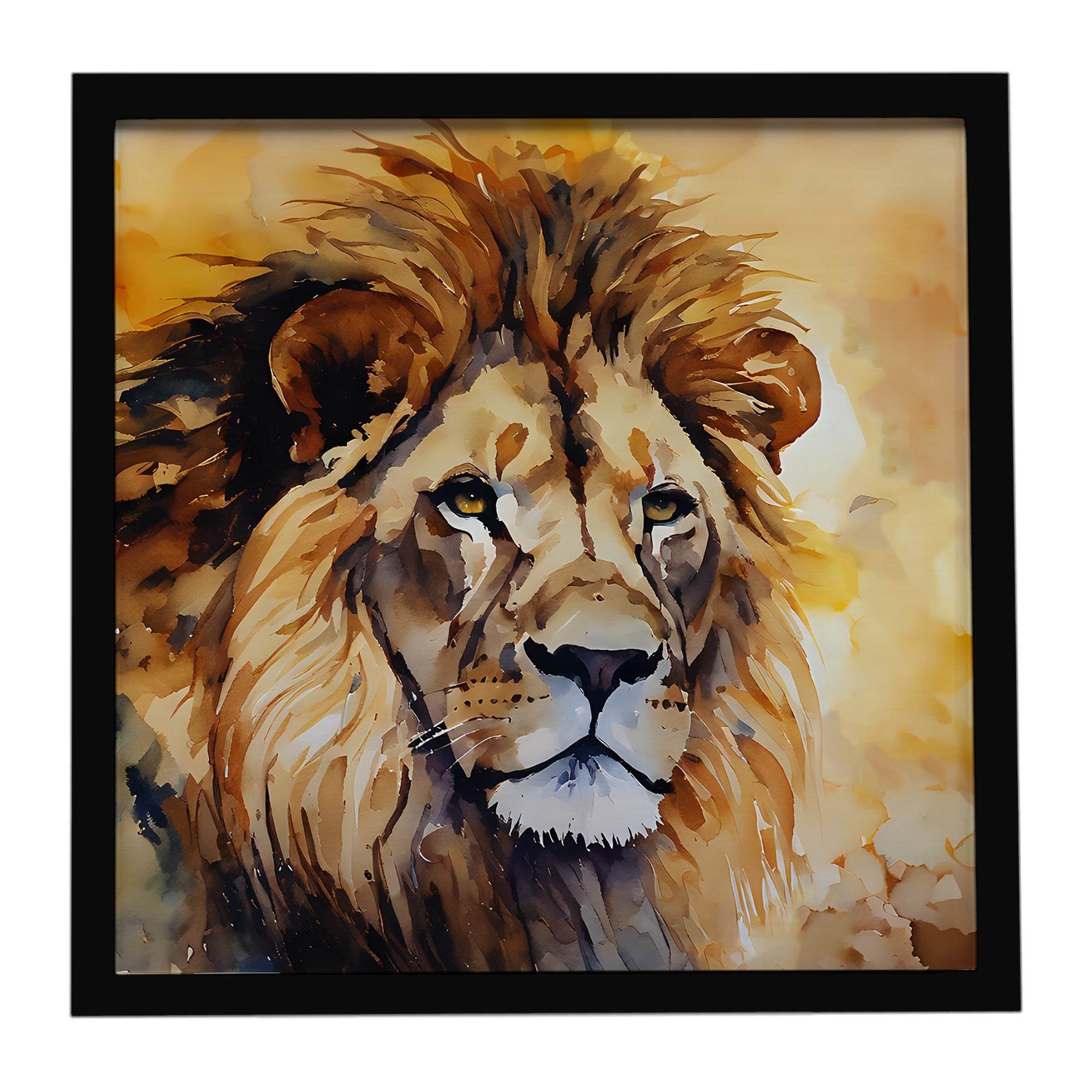 Lion Framed Metal Print Bathroom, Kitchen, Office, Home Decor Wall Art Ready to Hang, Square, 8X8