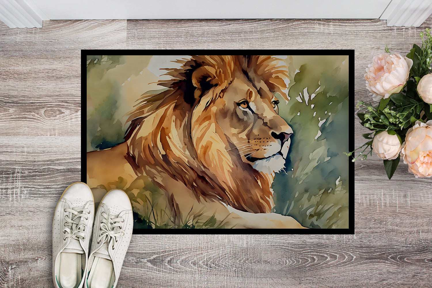 Lion Doormat Indoor Outdoor 18H X 27W Front Door Mat Rugs for Entryway, Non Slip Washable