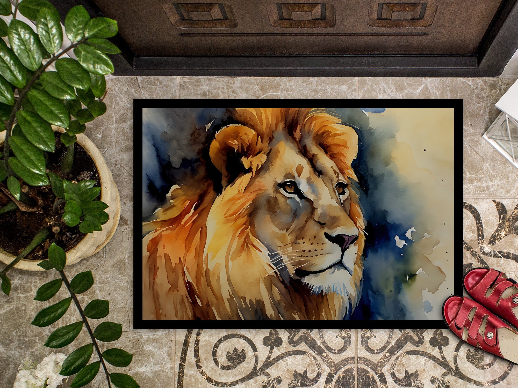 Lion Doormat Indoor Outdoor 18H X 27W Front Door Mat Rugs for Entryway, Non Slip Washable