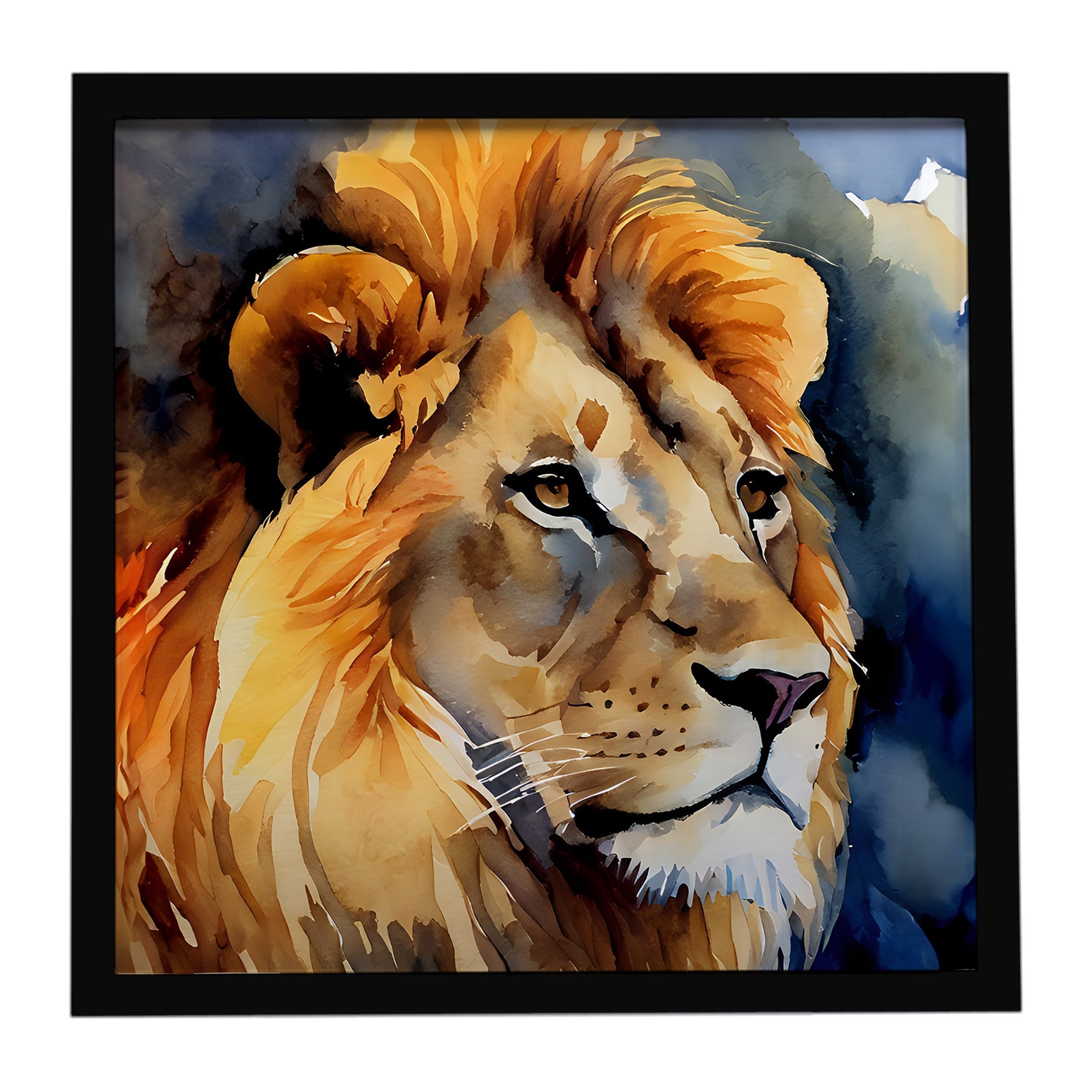 Lion Framed Metal Print Bathroom, Kitchen, Office, Home Decor Wall Art Ready to Hang, Square, 8X8