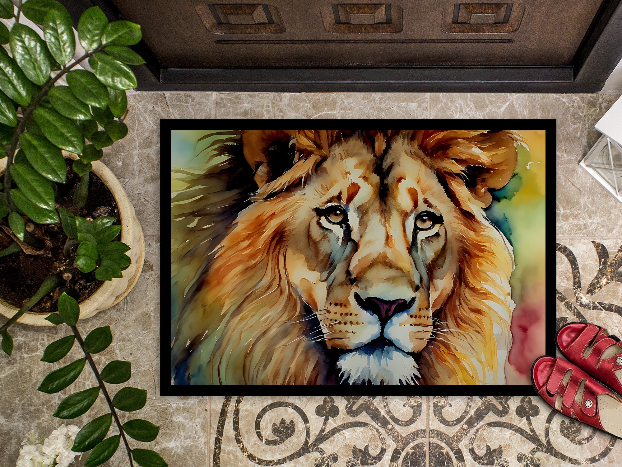 Lion Doormat Indoor Outdoor 18H X 27W Front Door Mat Rugs for Entryway, Non Slip Washable